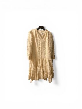 Dainty Jewells Soft Cream Textured Tiered Long Sleeve Dress